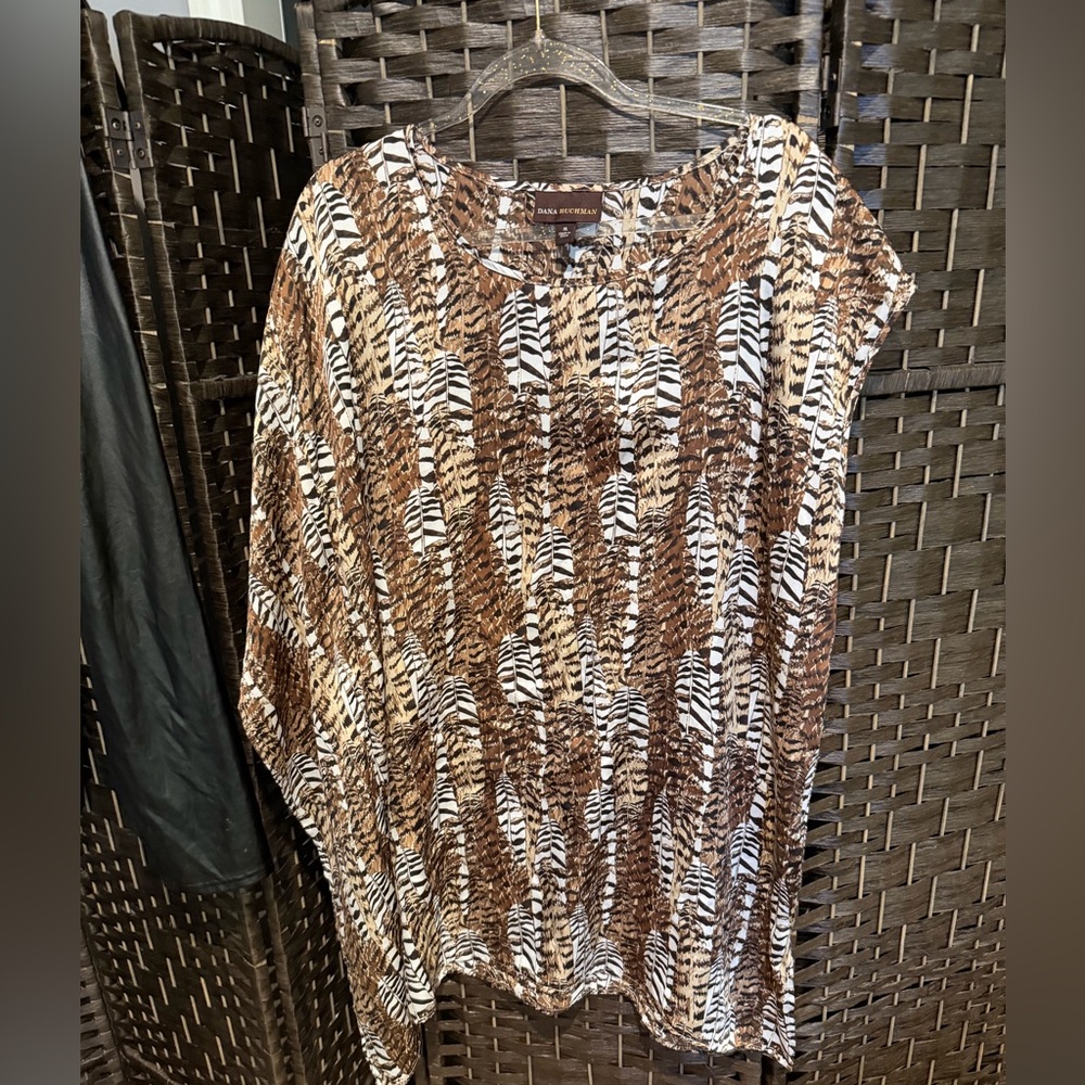 Dana Buchman Zebra Print Blouse in Brown and White